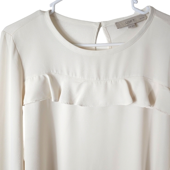 Loft Petite Ruffle Mixed Media Blouse - Picture 4 of 9